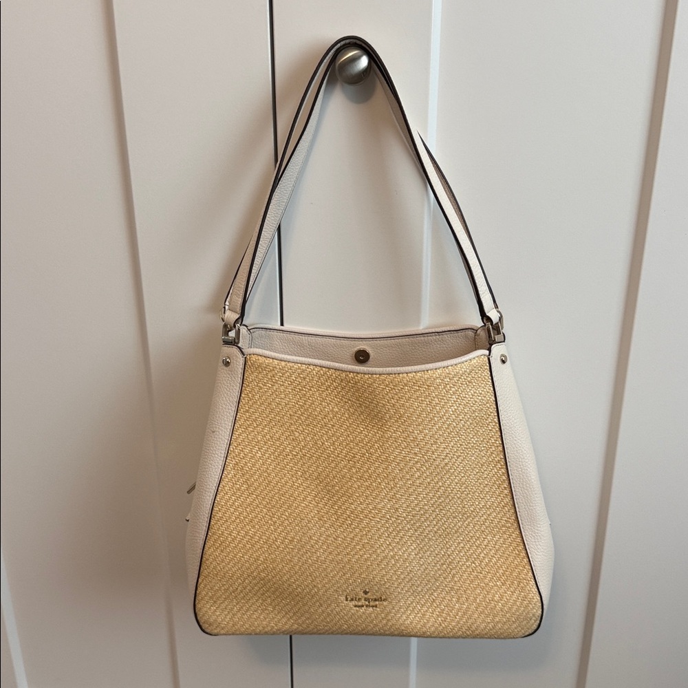 Kate Spade Leila Straw Medium Triple Compartment Shoulder Bag